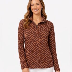 J. McLaughlin Zebra Sahara Catalina Cloth Quarter Zip XL